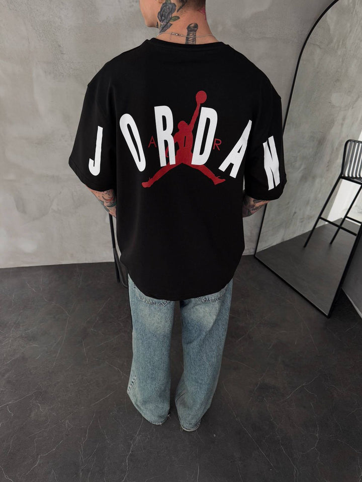 Men’s Oversized Black Streetwear T-Shirt with Back Graphic Print