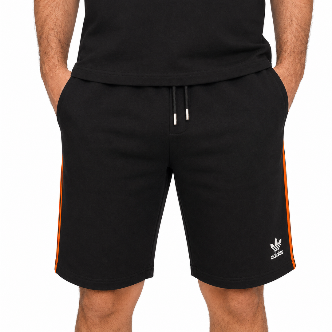 Men’s Colorblock Raglan T-Shirt &amp; Shorts Set – Black/Orange/White