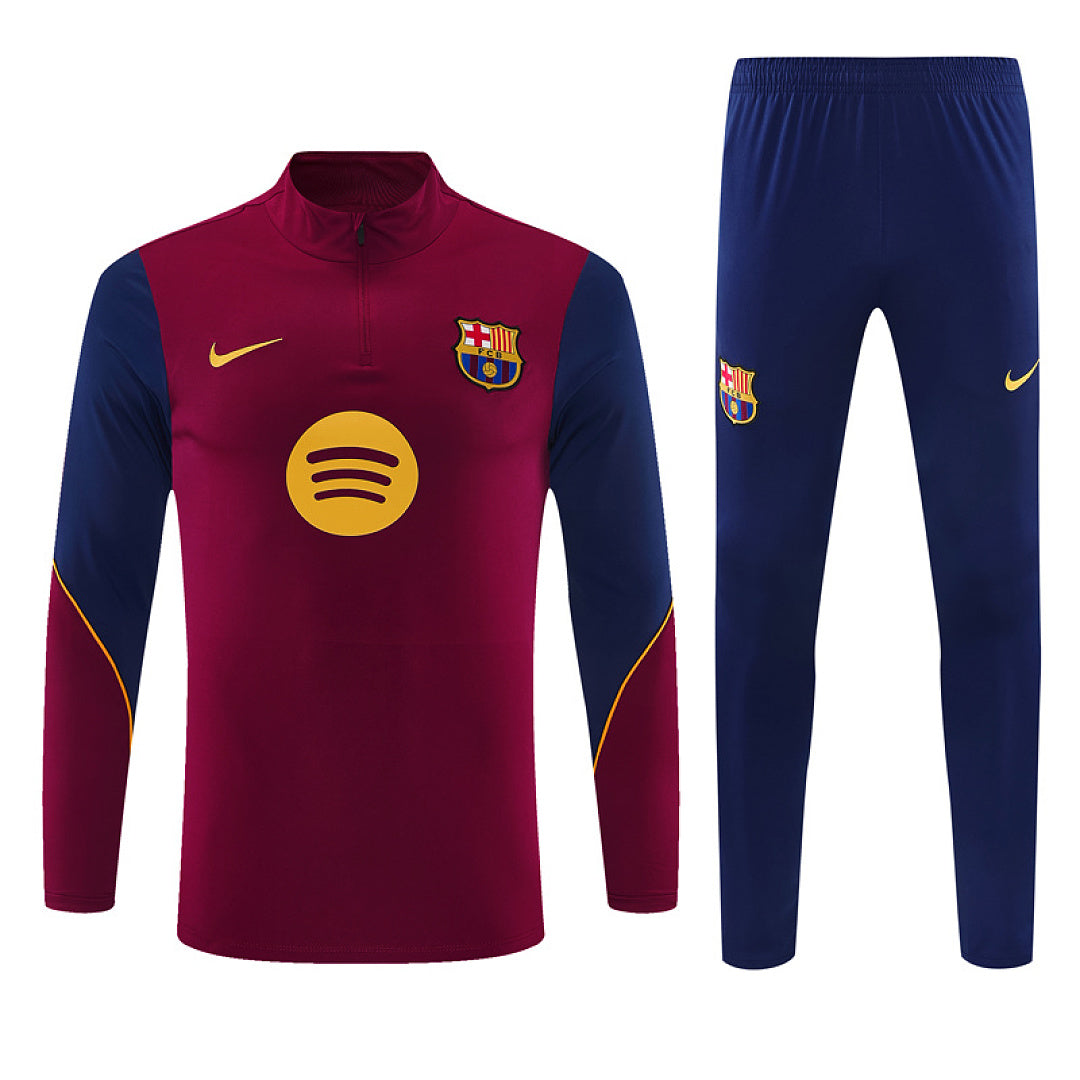 BRC Burgundy Training Tracksuit 2027 - quarter-zip top and navy track pants - front