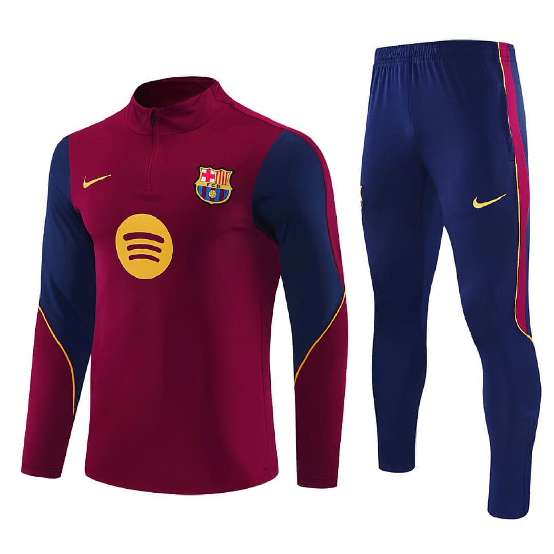 BRC Burgundy Training Tracksuit 2027 - front view with striped pants