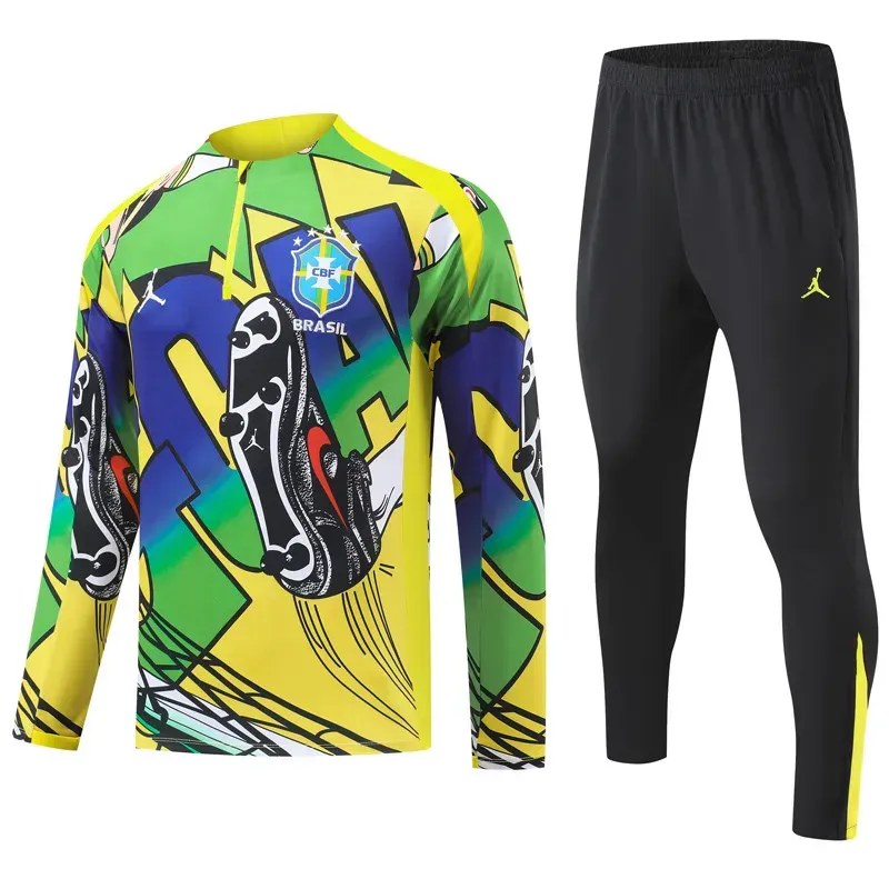Brazil Multicolor Graphic Quarter-Zip Training Tracksuit Set