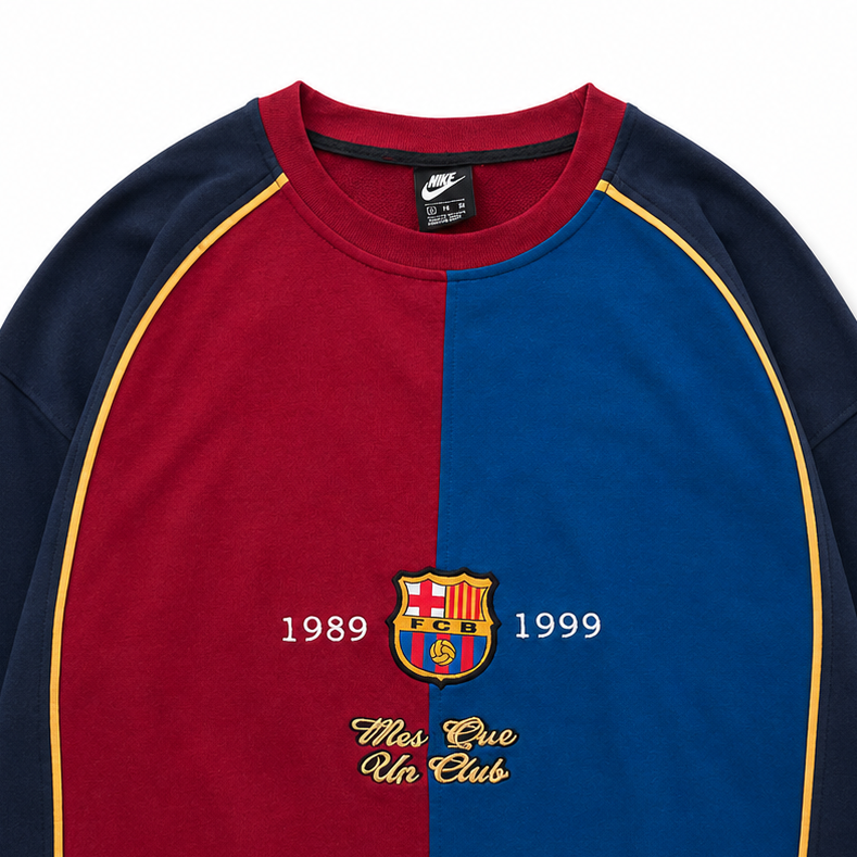BRC Unisex Red &amp; Blue Split Retro Football Jersey T-Shirt