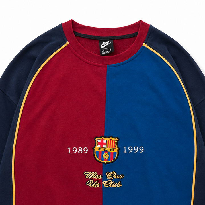 BRC Unisex Red &amp; Blue Split Retro Football Jersey T-Shirt