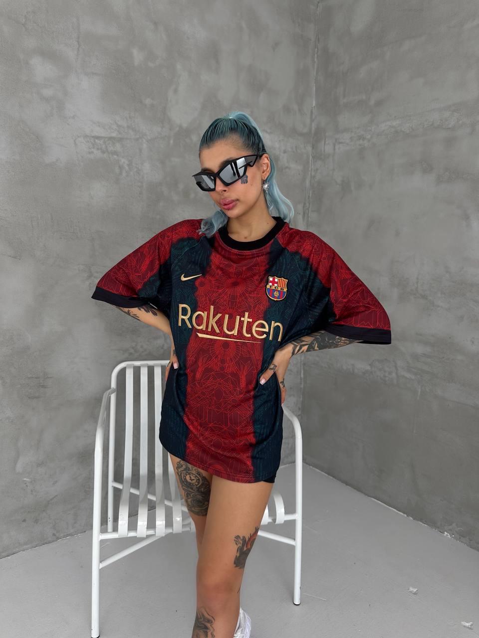 BRC Inspired Oversized Geo Print Jersey Tee Red Teal Gold