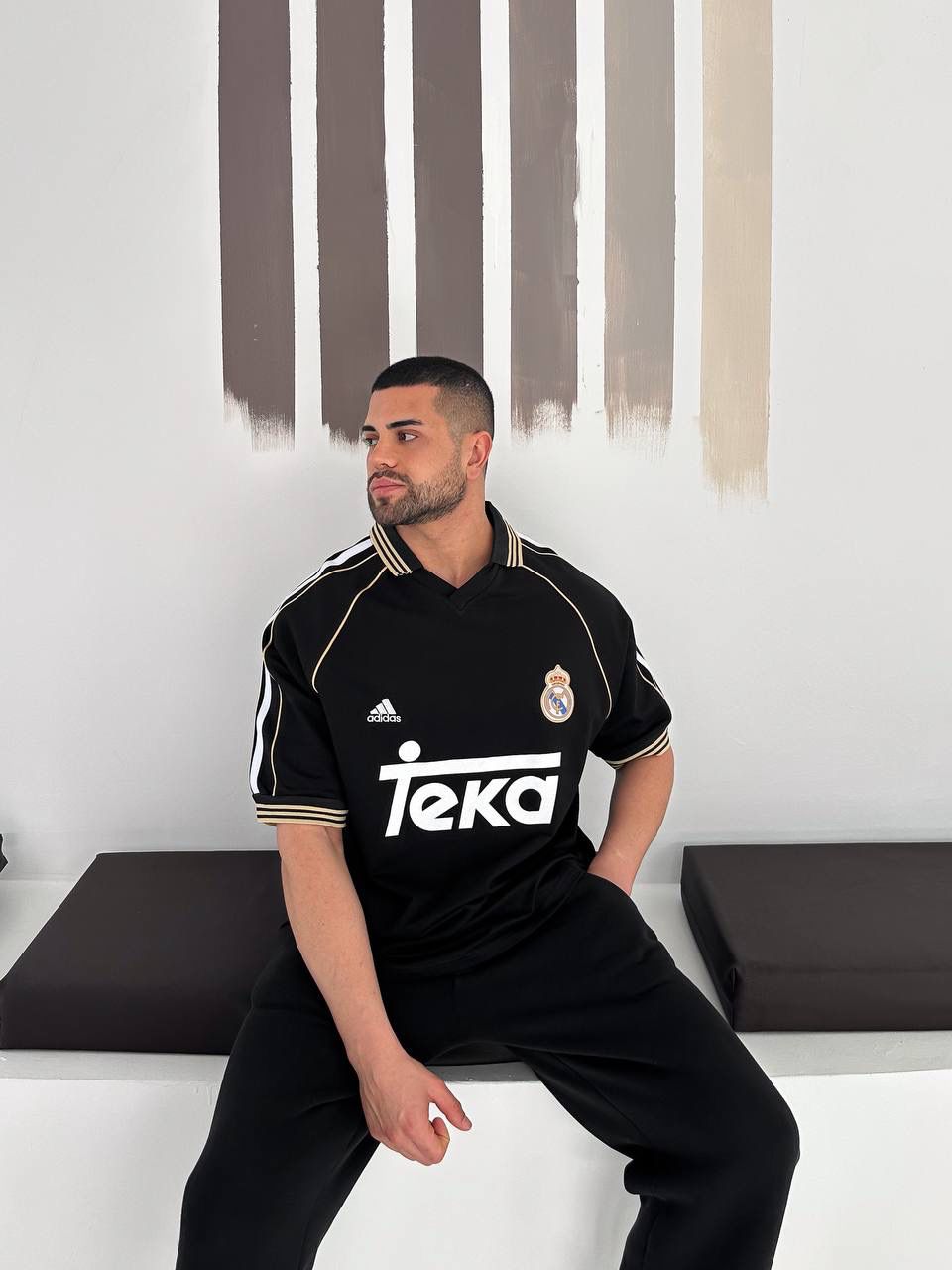 RM-Inspired Retro Polo Jersey Shirt – Black/Gold