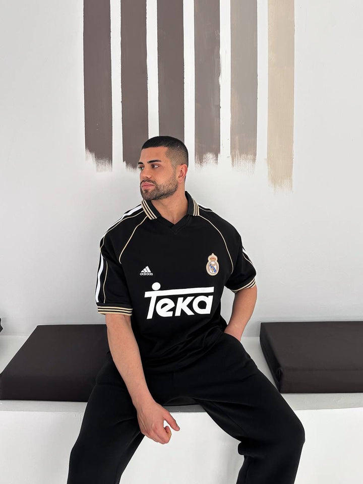 RM-Inspired Retro Polo Jersey Shirt – Black/Gold