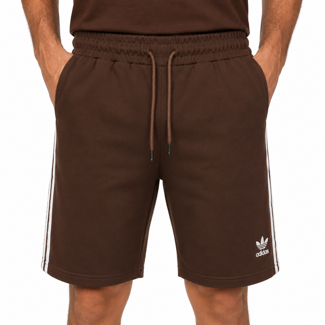 Men’s Raglan T-Shirt &amp; Shorts Set – Chocolate Brown/White