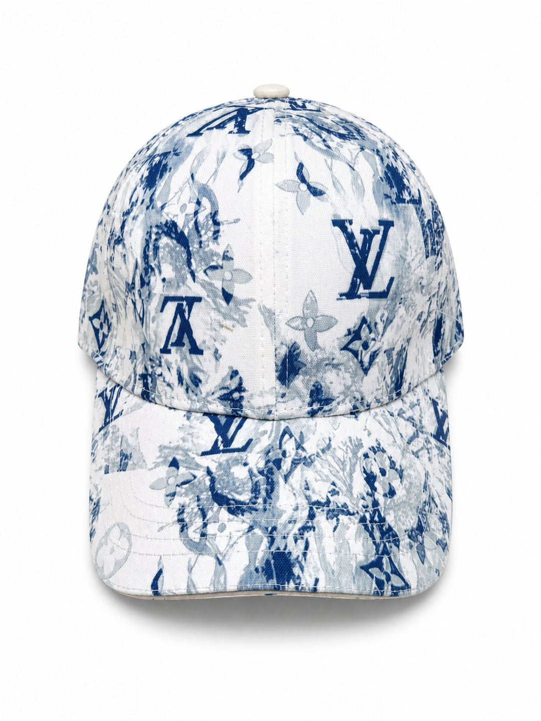 Blue Ink Monogram Cap – Artistic Pattern