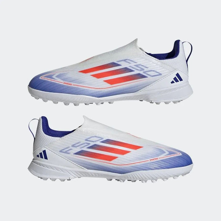 ADIDAS F50 LEAGUE LACELESS TF ADVANCEMENT - FOOTWEAR WHITE/SOLAR RED/LUCID BLUE