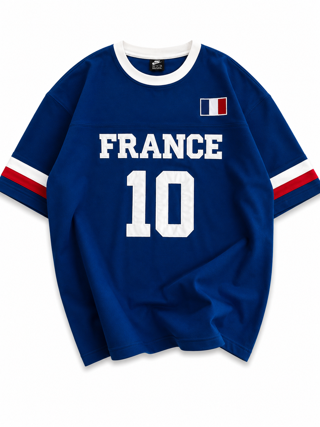 France 10 Oversized Jersey Tee – Royal Blue/White