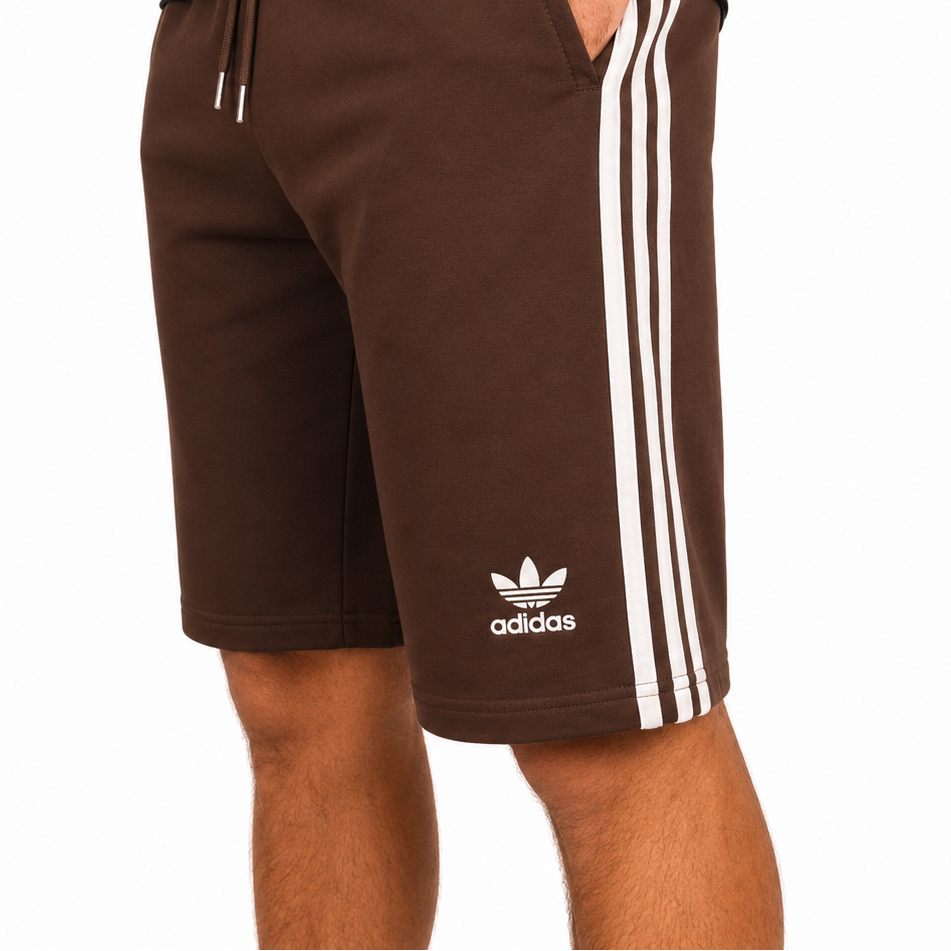 Men’s Raglan T-Shirt &amp; Shorts Set – Chocolate Brown/White