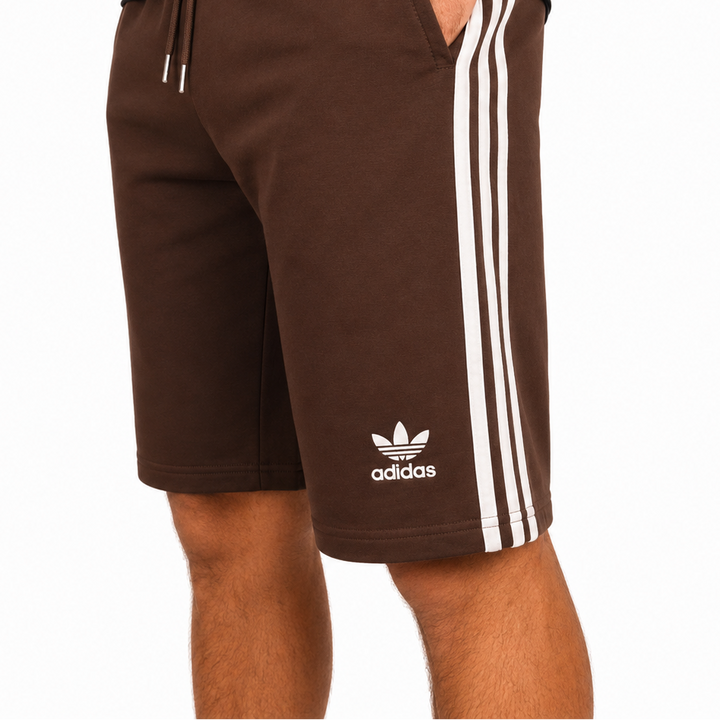 Men’s Raglan T-Shirt &amp; Shorts Set – Chocolate Brown/White