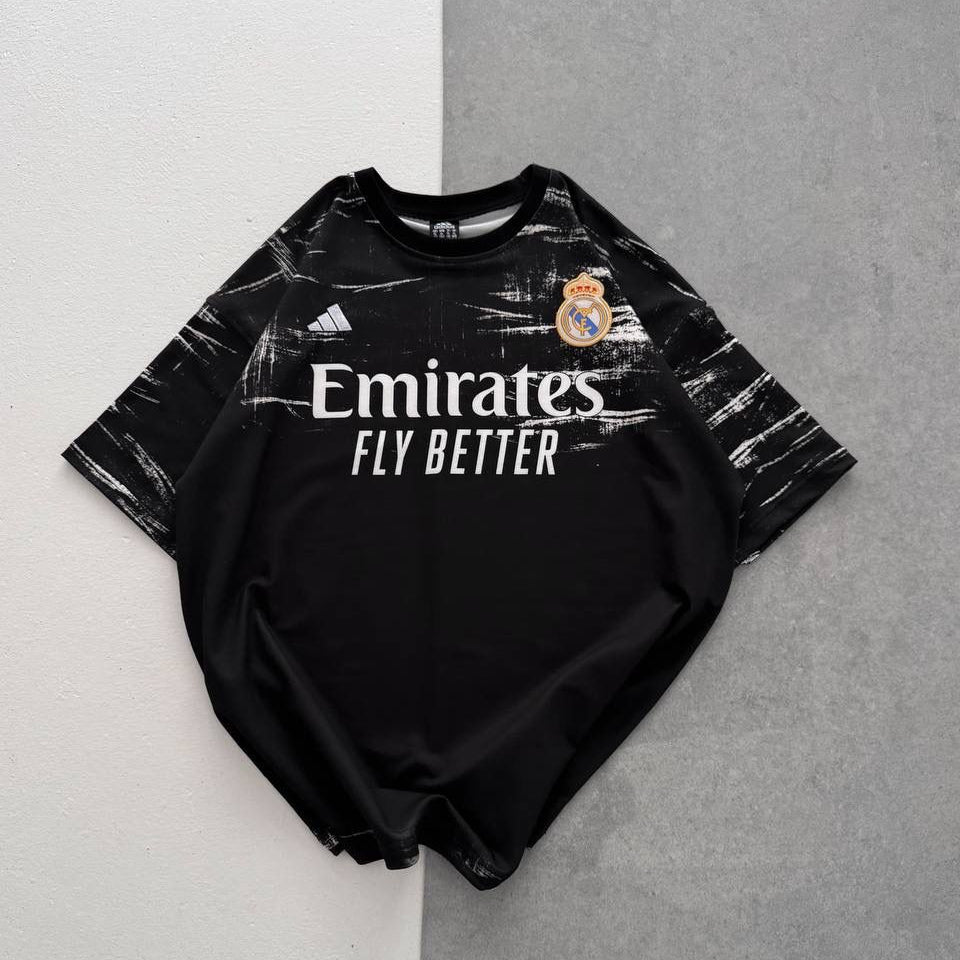 Unisex Black Oversized Football Jersey T-Shirt