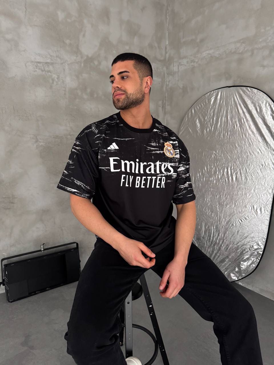 Unisex Black Oversized Football Jersey T-Shirt