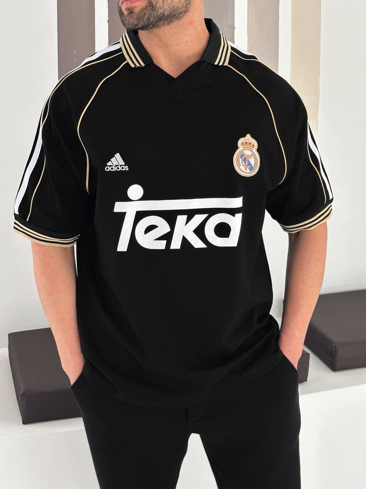 RM-Inspired Retro Polo Jersey Shirt – Black/Gold