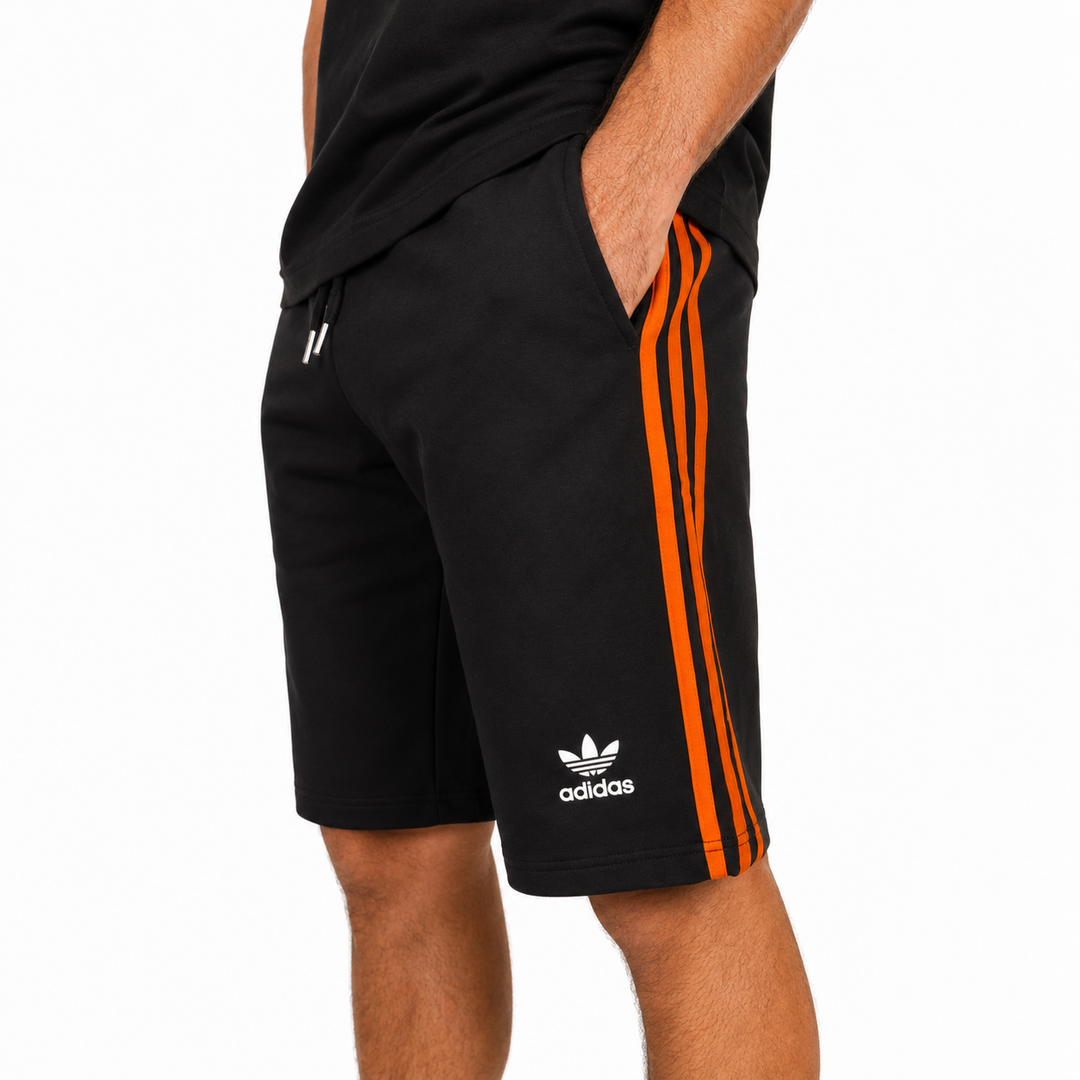 Men’s Colorblock Raglan T-Shirt &amp; Shorts Set – Black/Orange/White