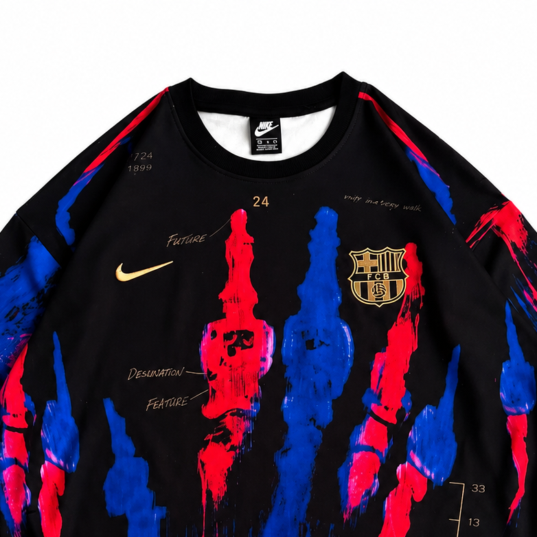 BRC- Unisex Black Graffiti Handprint Football Jersey T-Shirt