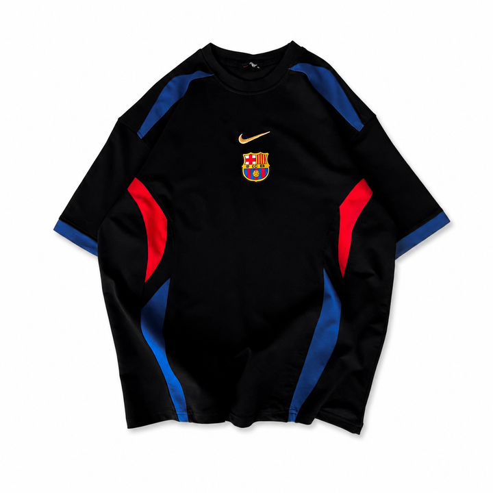 BRC-Men’s Black Colorblock Football Jersey T-Shirt
