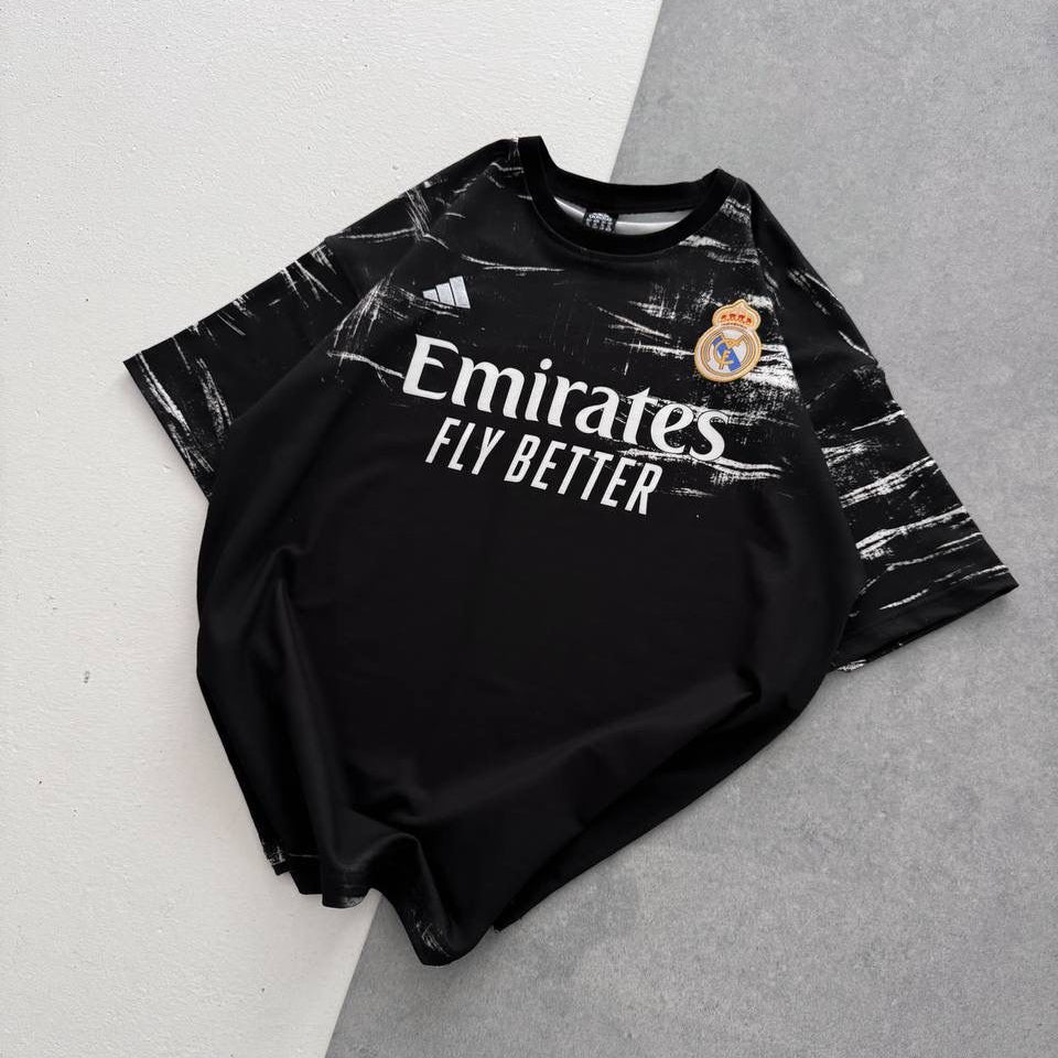 Unisex Black Oversized Football Jersey T-Shirt