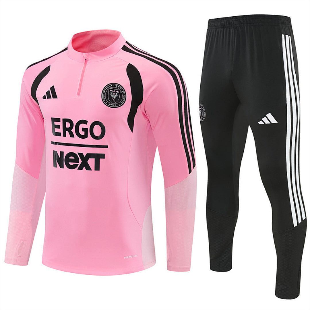 Inter Miami Pink Training Tracksuit 2027 - front view with 3-stripe pants