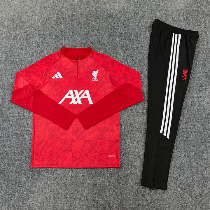 Liverpool 2026/27 tracksuit flat lay full set red top black joggers