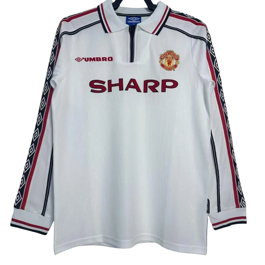Manchester United white Umbro 1998-1999 long-sleeve away