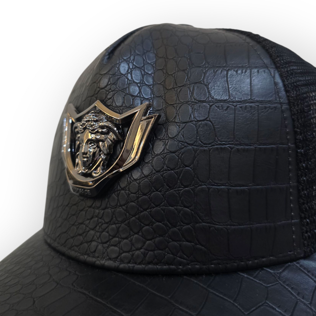 Luxury Black  Cap | 3D Metal Medusa Crest |
