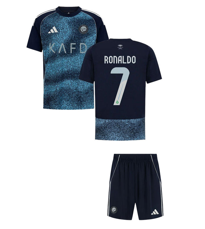 Al-Nassr Kids Away Kit 2025/26 WITH RONALDO 7