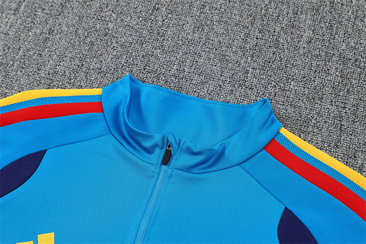Spain Blue Training Tracksuit 2027 - collar and zip detail