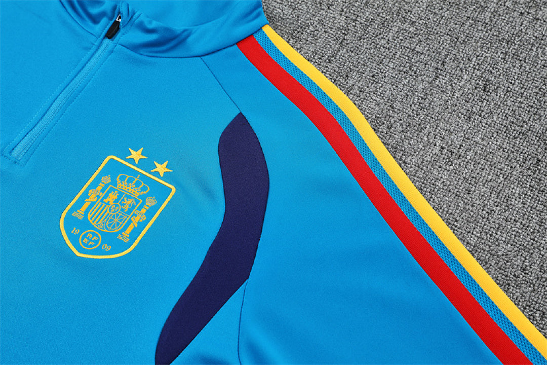 Spain Blue Training Tracksuit 2027 - shoulder taping detail
